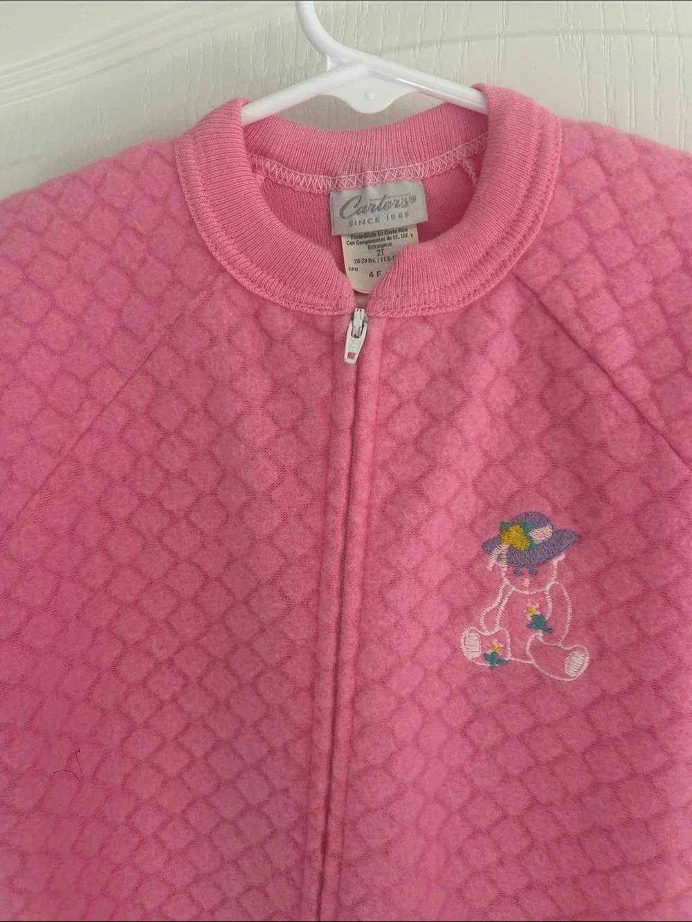 New Carter's Pink Quilted Footed toddler 2t fuzzy fleece One-Piece Pajama